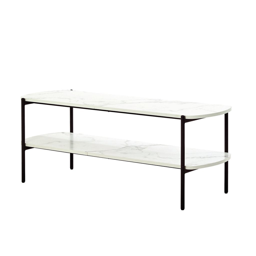 Mesa Ratona 2 Estantes Industrial Marble 120Cm