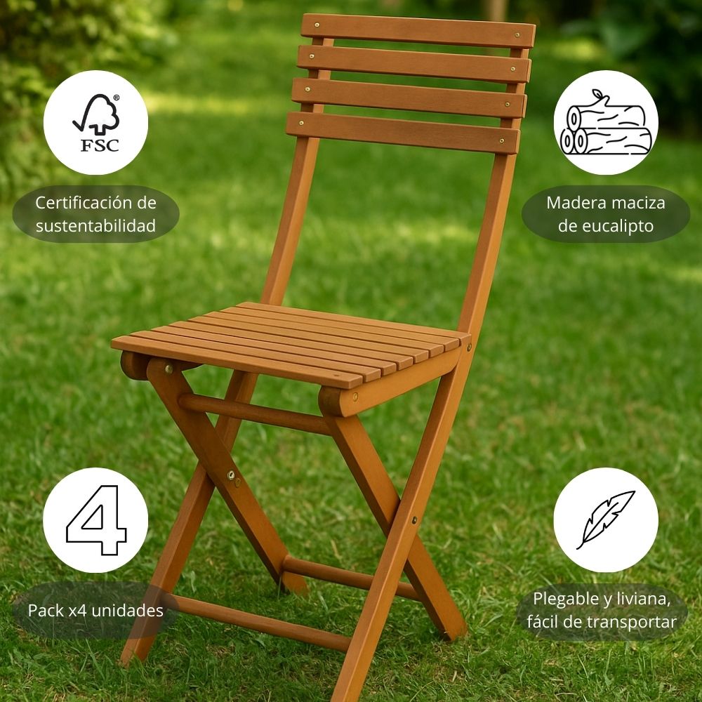Set De Jardín Manda Madera Plegable
