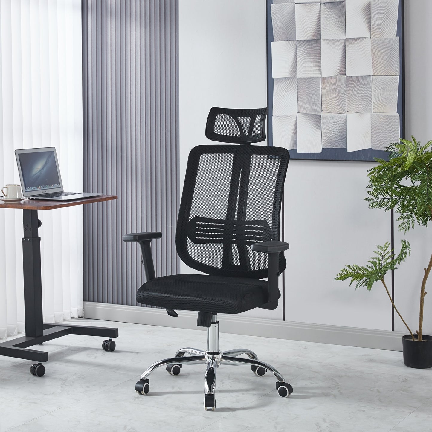 Silla De Oficina Mesh Ergonómica Base Cromada