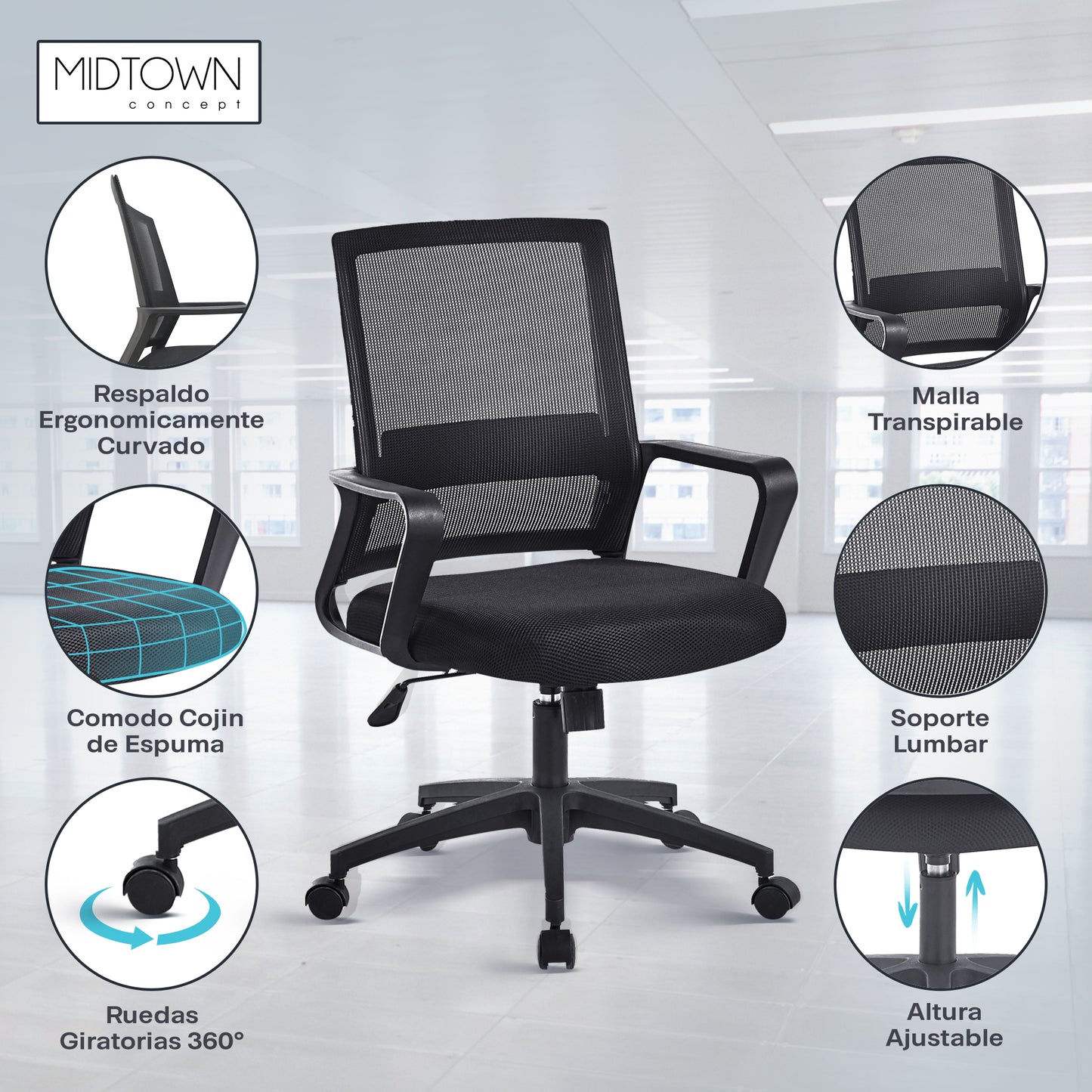Silla De Escritorio Oficina Ergonomica Mesh Sally