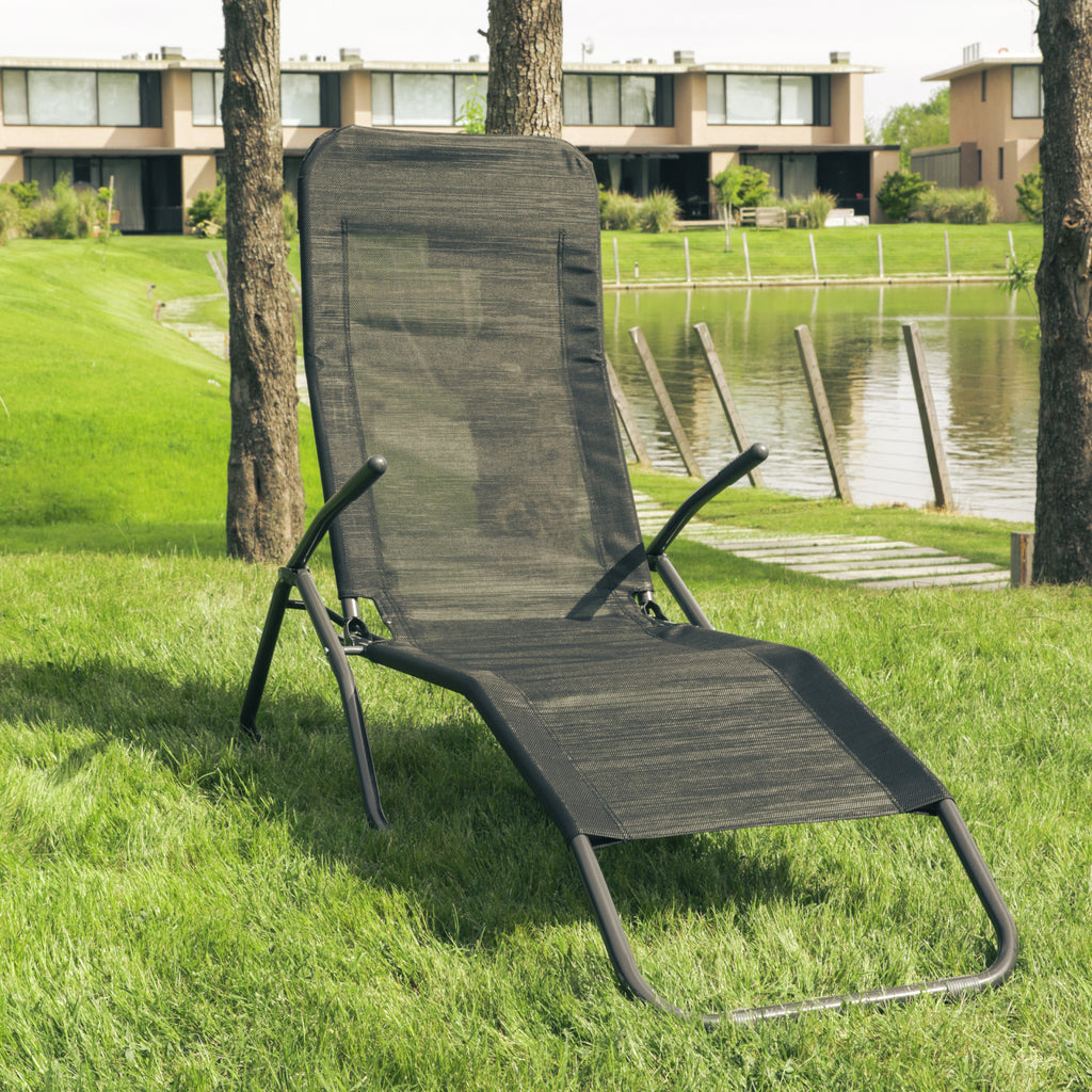 Reposera Glider Acero Textileno Color Negro