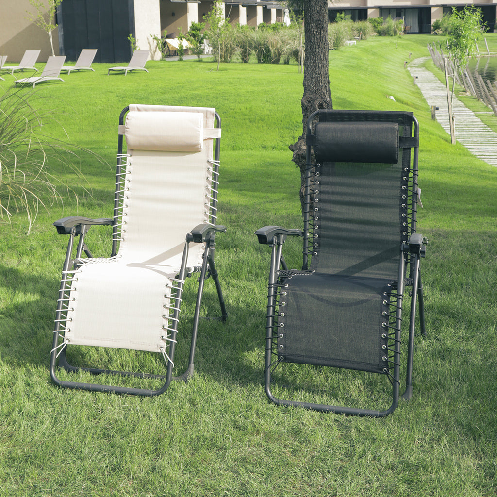 Reposera Relax Color Negro O Beige