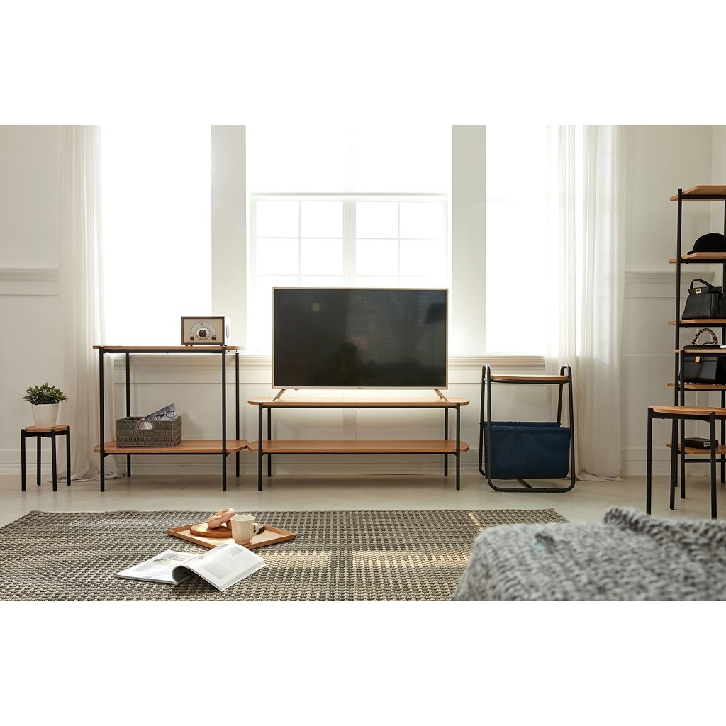 Mesa Ratona 2 Estantes Industrial Acacia 120Cm