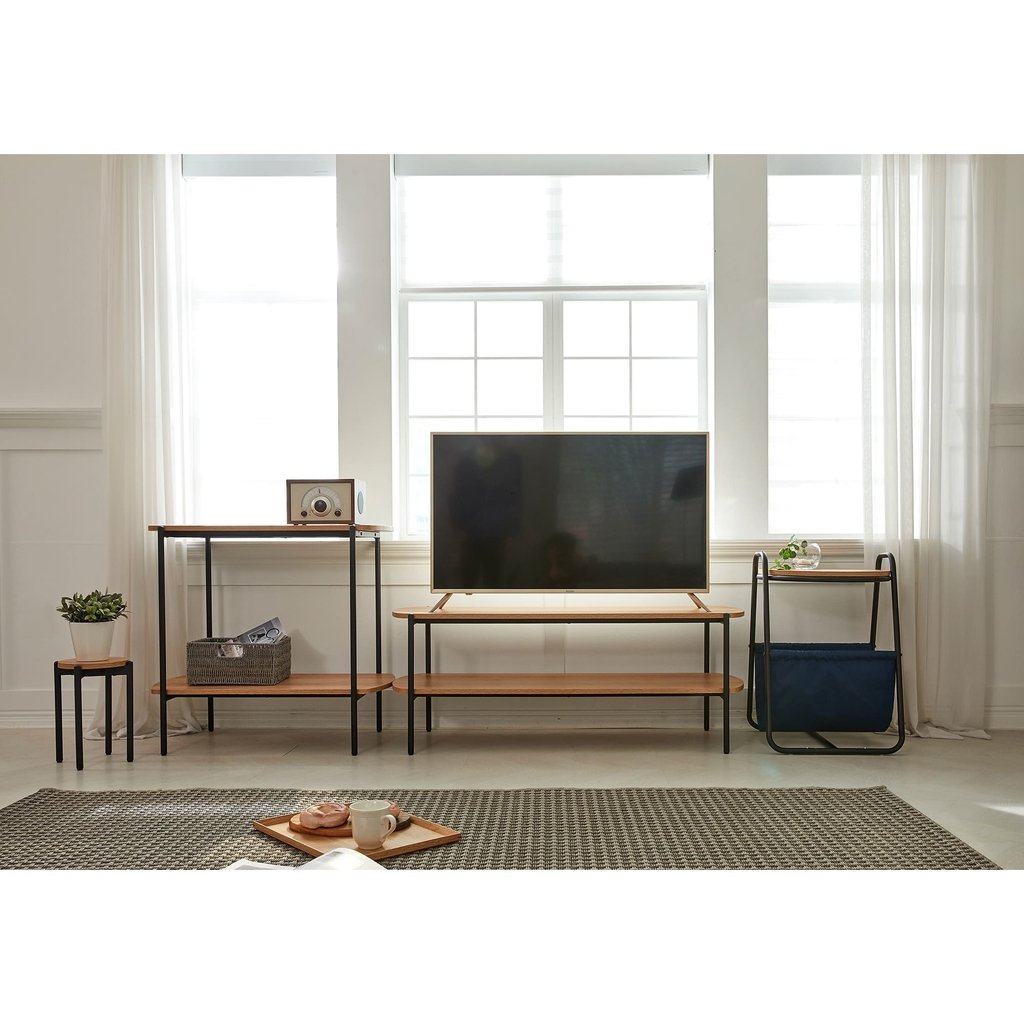 Mesa Ratona 2 Estantes Industrial Acacia 120Cm