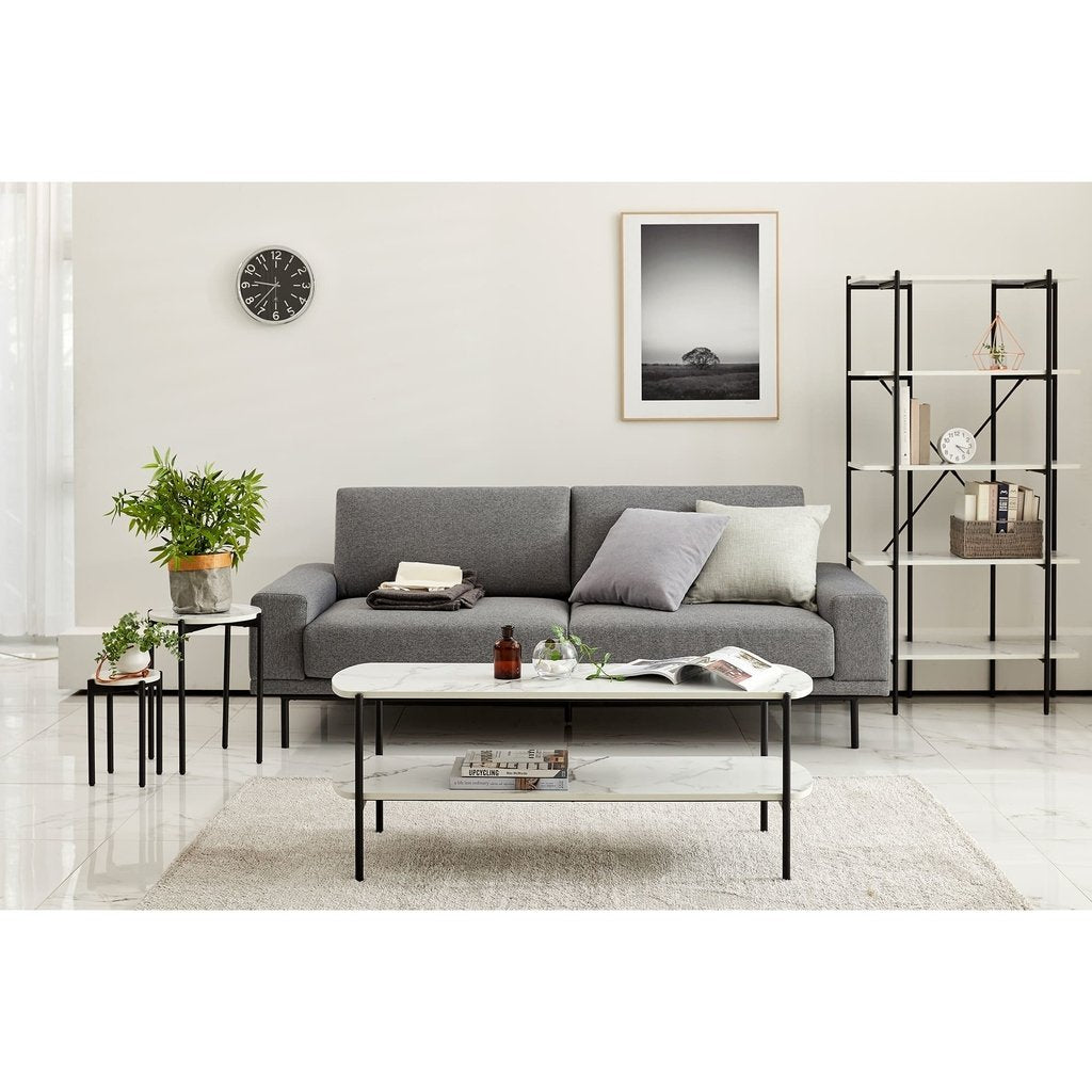 Mesa Ratona 2 Estantes Industrial Marble 120Cm