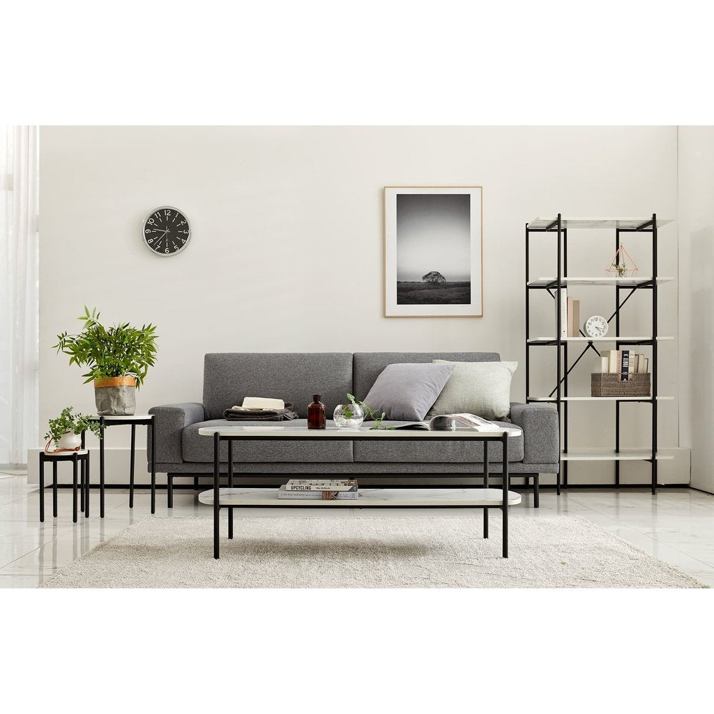 Mesa Ratona 2 Estantes Industrial Marble 120Cm