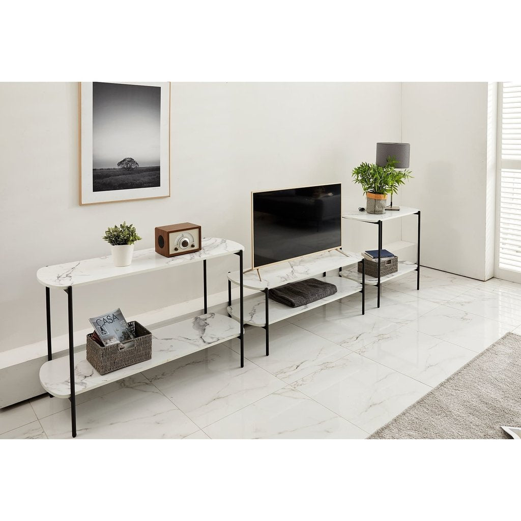 Mesa Ratona 2 Estantes Industrial Marble 120Cm