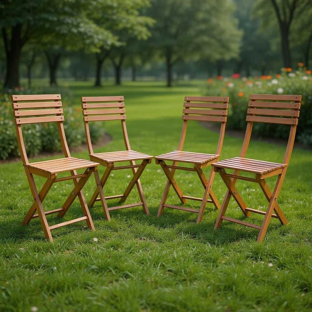 Set De Sillas Bistro Madera Plegables X4 Unidades