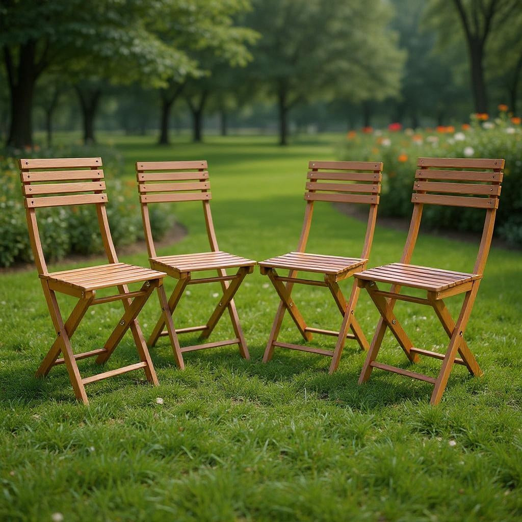Set De Sillas Bistro Madera Plegables X4 Unidades
