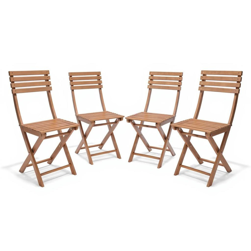 Set De Sillas Bistro Madera Plegables X4 Unidades