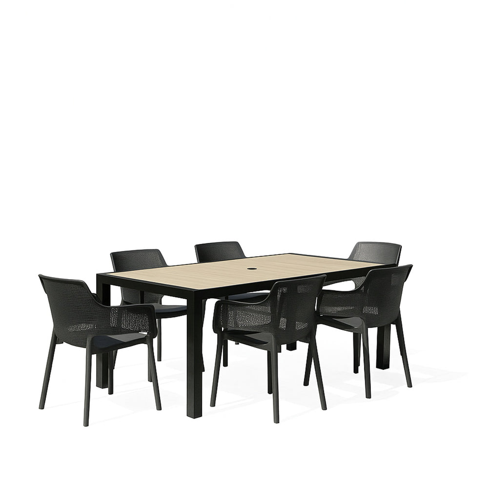 Set De Exterior Panamá Black Con 6 Sillas Elisa