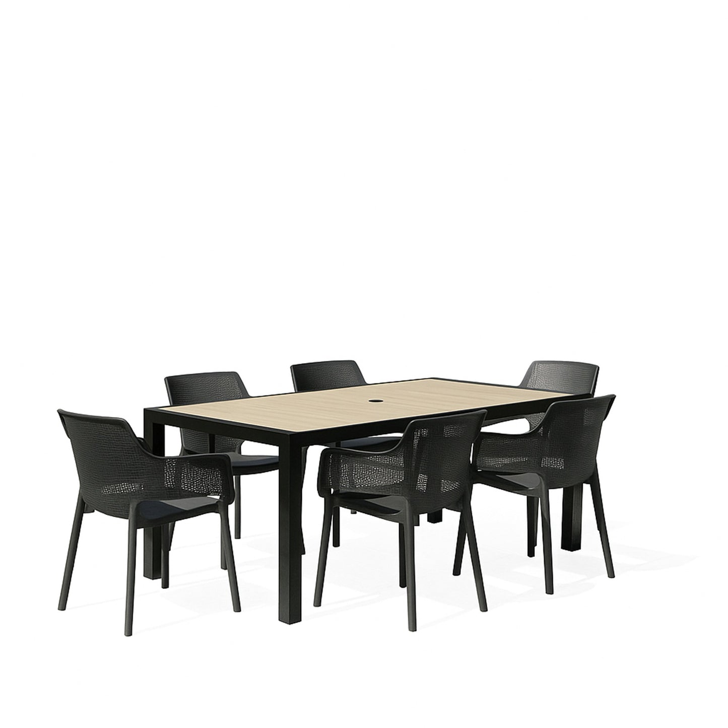 Set De Exterior Panamá Black Con 6 Sillas Elisa