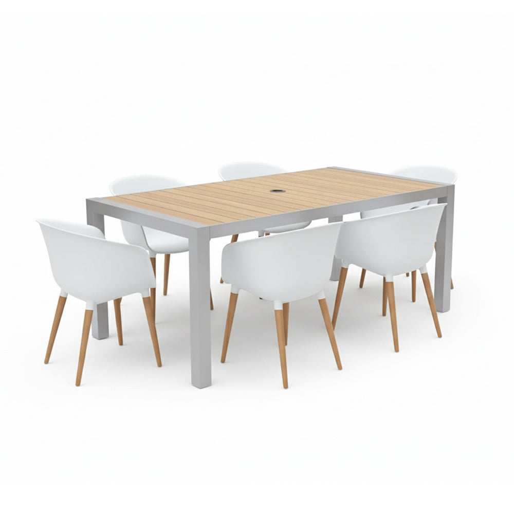 Set De Exterior Panamá Gris Con 6 Sillas Montmatre