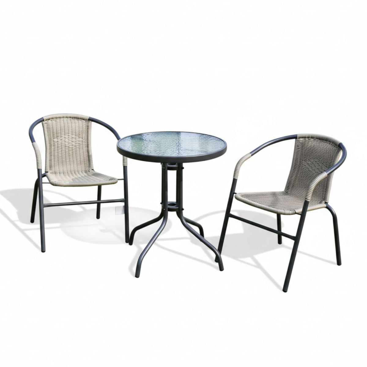 Juego De Patio/Jardin 3 Piezas Rattan Y Acero