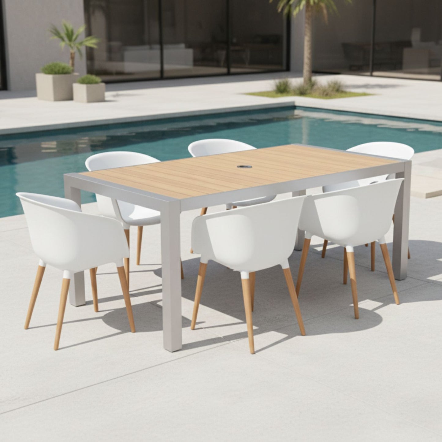 Set De Exterior Panamá Gris Con 6 Sillas Montmatre