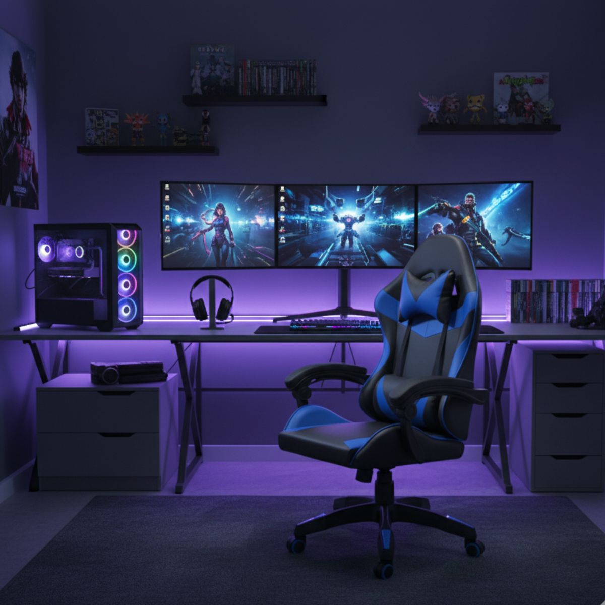 Silla Gamer Ergonómica Azul