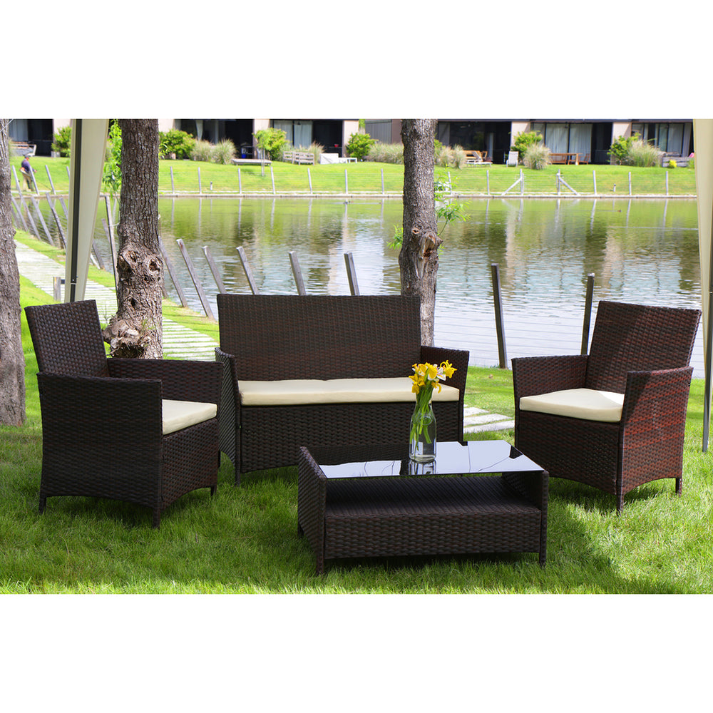 Juego De Jardín/Patio En Rattan Marron Oscuro